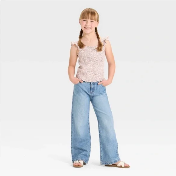 Girl’s Wide Leg Mid-Rise Jeans - Picture 3 of 3